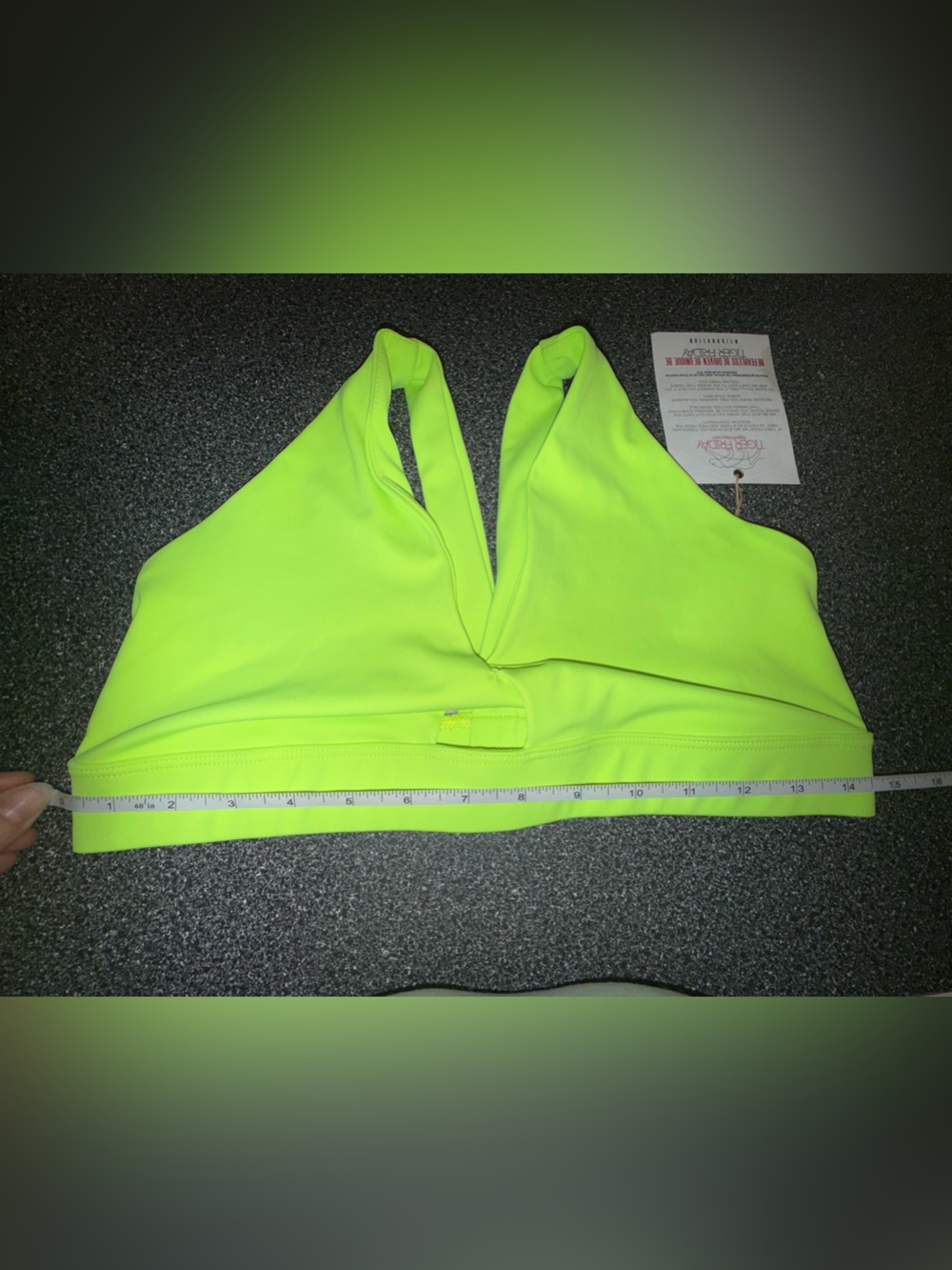 Tiger Friday NWT!! Neon Green V-Neck Cross Bea Top Size Adult Large - Picture 5 of 6